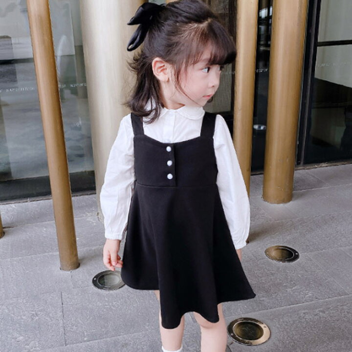 楽天市場 フォーマル 入園式 卒業式 子供服 女の子 ワンピース 長袖 シャツ セットアップ ジャンパースカート フレア 送料無料 お葬式 法事 結婚式 子ども 90 100 110 1 130 140 Fast Fashion