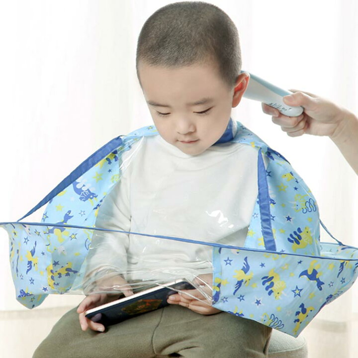 楽天市場 子供に最適 散髪マント フロントクリア 散髪 ケープ 送料無料 キッズ ベビー 自宅 ヘアカット 髪切りエプロン 透明 ヘアーエプロン 理髪 散髪の後始末が楽チン Fast Fashion