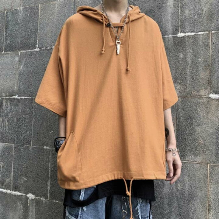 楽天市場 パーカー メンズ 七分袖プルパーカー フード付き プルオーバー パーカー トップス スポーティー Tシャツ ポケット付き 七分袖 リラックス 無地 個性的 薄手 韓国スタイル スタイリシュ 快適 カジュアル 夏新作 Fast Fashion