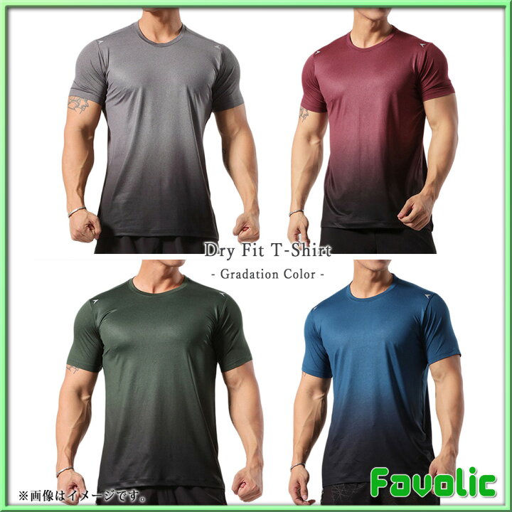 楽天市場 ｸﾞﾗﾃﾞｰｼｮﾝ ｽﾎﾟｰﾂ Tシャツ 半袖 メンズ ﾄﾞﾗｲ Gym ﾄﾚｰﾆﾝｸﾞ 冷感 サラサラ 速乾 筋トレ ジョギング マッチョ かっこいい 父の日 スポーツ Gtline Favolic ファボリック Favolic