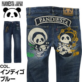 PANDIESTA パンディエスタ 熊猫印 風神雷神 熊猫 総刺繍 デニムパンツ