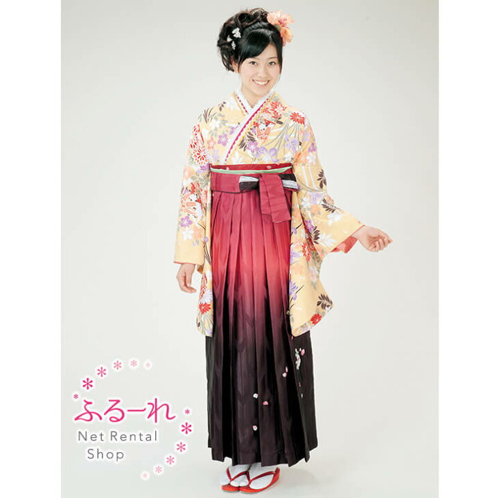 楽天市場】[往復送料無料][卒業式 袴]古典柄が描かれた着物に朱赤から 