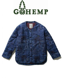 【送料無料】【MEN'S】GOHEMP （ゴーヘンプ）MOUNTAIN RANGE JACKET マウンテンレンジジャケット（HEMP/COTTON JAQURAD）インディゴ古布をジャカードにてリアルに表現した襟ぐりと裾のカッティングにGOHEMPらしい遊びを効かせた中綿ジャケット 2021 FALL & WINTER COLLECTION