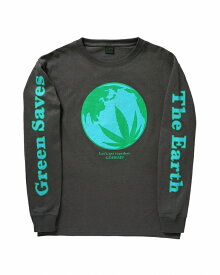 【送料無料】【MEN'S】GOHEMPゴーヘンプ SAVES THE EARTH L/SL TEE セイブザアース ヘンプ55%,オーガニックコットン45%の上質なデイリーウェアとして打ち出す10ozジャージー シリーズ ヘンプは地球を救うというメッセージ ヘンプリーフを列島に見立てたロングスリーブTシャツ