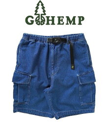 【送料無料】【MEN'S】GOHEMPゴーヘンプ CARGO WIDE HALF SHORTS カーゴワイドハーフショーツ 夏に最適なやや薄手の9ozデニムシリーズ ミリタリーのカーゴパンツのディテールを採用したビッグシルエットのハーフパンツ 裾はストリートスタイルにも相性良いトレンドの膝丈