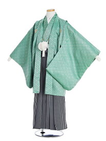 【レンタル】卒業式 袴セット 男の子 小学生 140cm 145cm 男児 グリーン紋付袴羽織セット 12歳 小学生卒業袴 6年生 貸衣装 行灯型 ジュニア着物 袴レンタル ジュニア袴