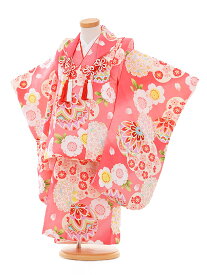 【レンタル】七五三レンタル 女の子 3歳着物フルセットA302 ピンク地 鞠 被布セット 子供着物 貸衣装