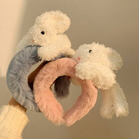 【楽天SS対象商品10％OFF】 お得なクーポン配布中 カチューシャ ふわふわ もこもこ アニマル 白うさぎ くま ベア パステルカラー ピンク ヘアバンド CYREAM 送料無料