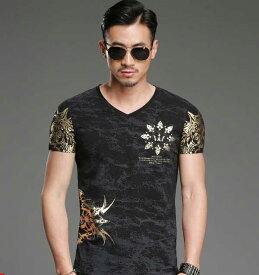 送料無料 Tシャツ 半袖 メンズ 夏 コーデ デザイン デザイン プリント かっこいい おすすめ ブラック 黒 金 ゴールド