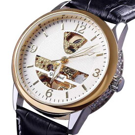 送料無料 Gucamel 自動巻き時計 シースルータイプ 上下特殊シースルー 高級自動巻き腕時計 革ベルト