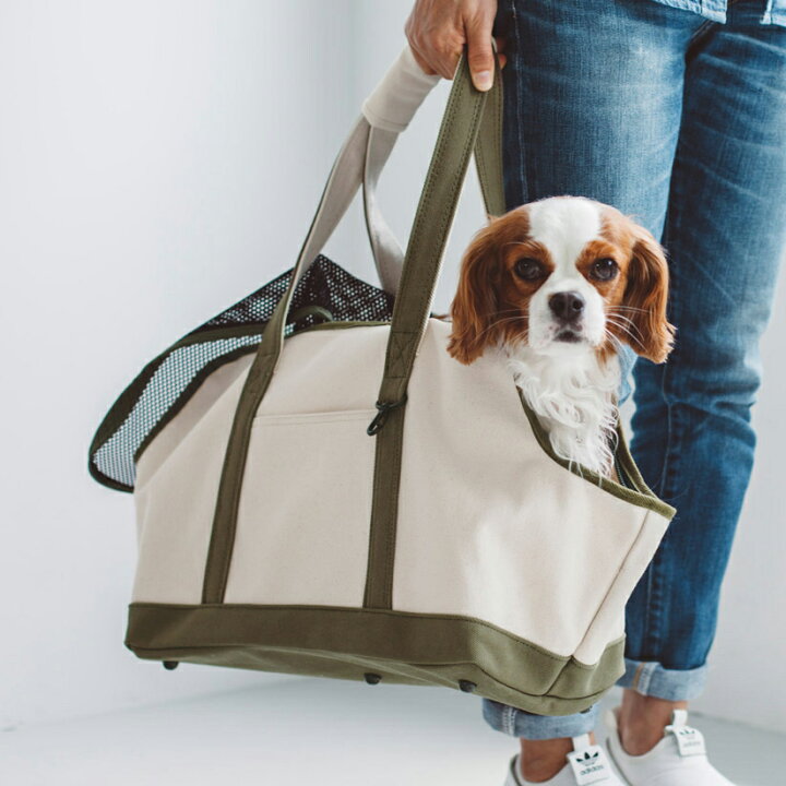 楽天市場 犬 猫 キャリーケース キャリーバッグ キャリー トート 涼しい 通気性 シンプル 大容量 収納 おしゃれ 中型犬 多頭飼い おでかけ 電車 旅行 防災 帆布 軽量 軽い 二重蓋 メッシュ 折りたたみ クリスマススクエア トート ハンプ ツートン M フリーステッチ