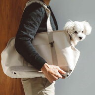 【犬 キャリー】スクエア トート リネン ツートン M サイズ