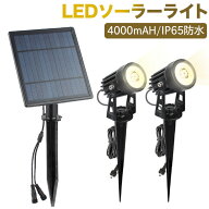進化版 2ライト ソーラーライト 屋外 4000mAH 3W 400LMスポットライト LEDガーデンライト IP65防水 暖色…