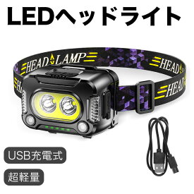 LEDヘッドライト XPG LED COBLED ヘッドライト 充電式 センサー機能 6モード点灯 電源残量表示 防水 超軽量 角度調整可 実用点灯 7-16時間 350ルーメン TYPE-C充電 防災/夜釣/登山/作業/キャンプ/散歩 一年保証