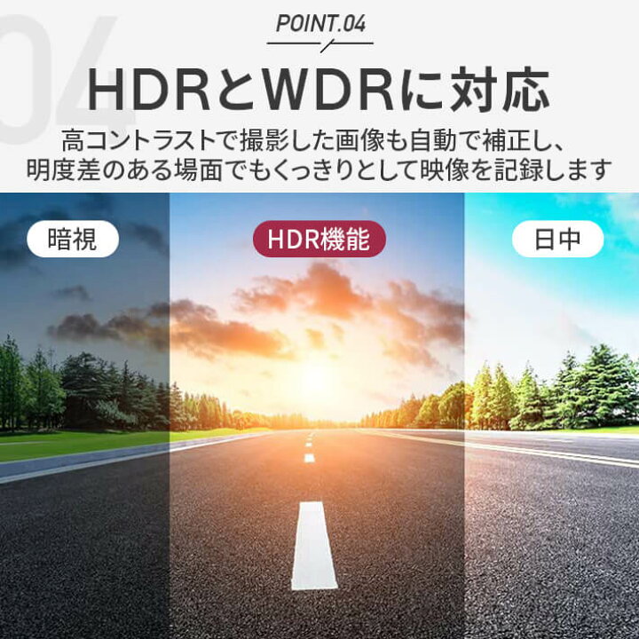 人気定番 前後カメラ ドライブレコーダー HDR WDR技術搭載 広角レンズ 170° 通販