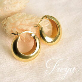 Silver925 フープリング ピアス/18KGP 月 シンプル 人気 インフルエンサー インスタ おしゃれ アクセサリー ジュエリー かわいい 誕生日 プレゼント 女性 上品 大人 オフィス カジュアル キャッチレス 落ちにくい エレガント 艶めき カジュアル オフィス/エクリプス