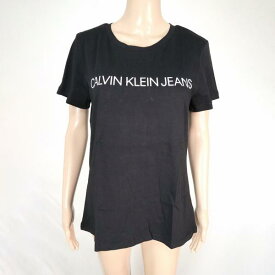《お買い得》カルバンクラインジーンズ Calvin Klein Jeans ロゴプリント 半袖 Tシャツ コットン100% サイズL ブラック レディース LCT2121