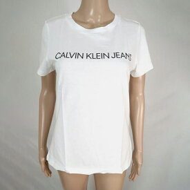 《お買い得》カルバンクラインジーンズ Calvin Klein Jeans ロゴプリント 半袖 Tシャツ コットン100% サイズM ホワイト レディース LCT2122