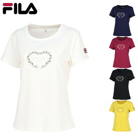 フィラ FILA テニスウェア テニス ハート冠 ラメプリント Tシャツ シャツ レディース スポーツウェア スポーツ 吸水速乾 UV ストレッチ UVウェア