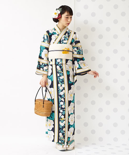 セール 浴衣 うぐいす長者 浴衣 単品 ふりふオリジナル 日本製 ゆかた レディース 女性 総柄 和柄 和風 花柄 椿 梅 レトロ モダン かわいい きれい お洒落 華やか シンプル 大人 しっとり