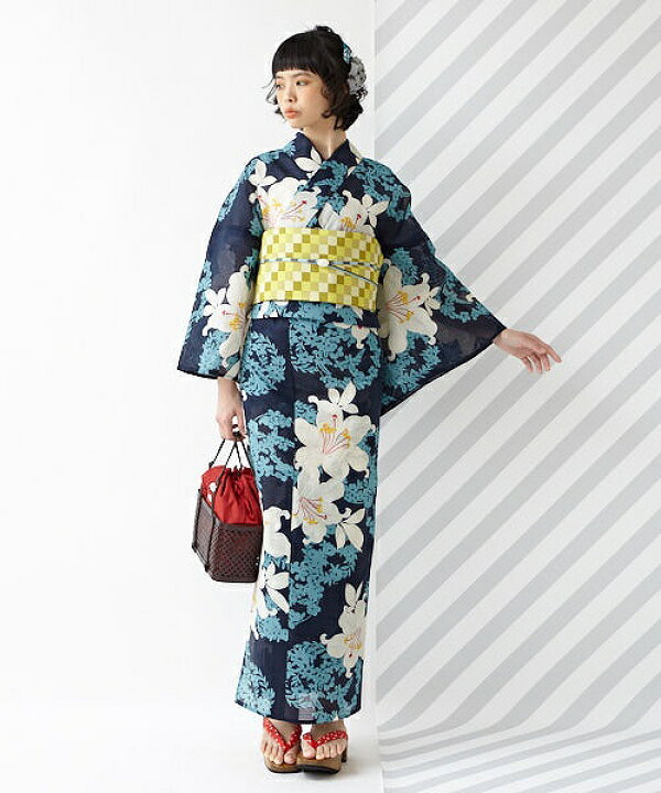 楽天市場】単品 浴衣「ゆりに花丸」公式 ふりふ 紫織庵×京都 ゆかた 