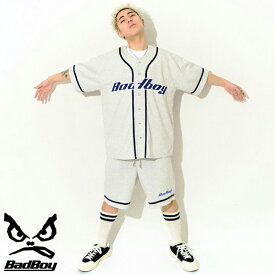 BADBOY OFFICIAL 【LOGO WAPPEN BASEBALL JERSEY SHORTS】 バッドボーイ ショーツ ハーフパンツ パンツ ズボン 短パン おしゃれ かわいい かっこいい メンズ レディース 男女兼用 ユニセックス 男女兼用 ユニセックス 黒 紺 灰 ブラック ネイビー グレー M L 122133