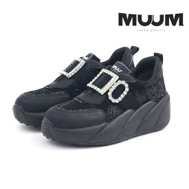 【30%OFF】 ムーム MUUM レディース スニーカー スリッポン 厚底 ダブルビジュースニーカー 2500 厚底 疲れにくい 歩きやすい キラキラ