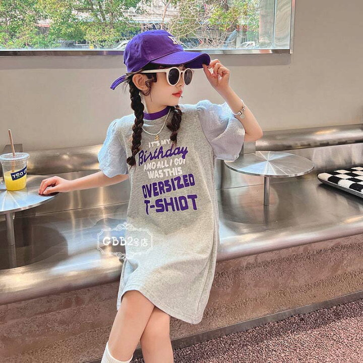楽天市場 韓国子供服 Tシャツ ワンピース 半袖 夏 キッズ ロング丈 女の子 プリント 子供ドレス コットン リゾート おしゃれ 子ども服 ビーチ カジュアル 女児 人気 可愛い ジュニア服 卒園式 入学式 グレー 1 130 140 150 160 170 Gbb2号店