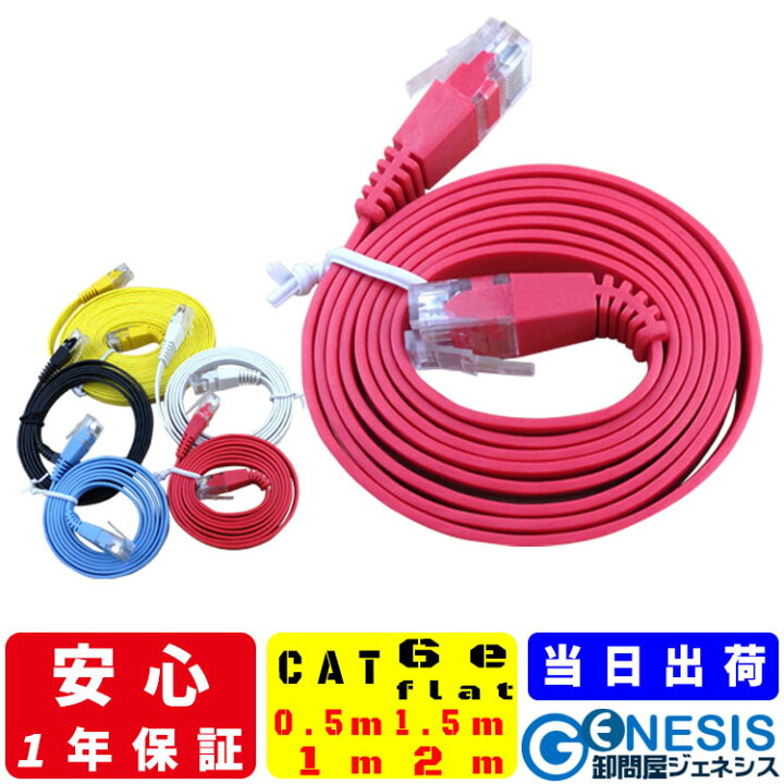 楽天市場】☆メール便送料無料☆【フラットLANケーブル cat6e 0.5m 1m 