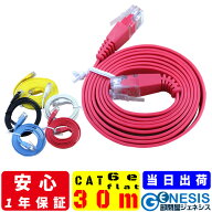 フラット LANケーブル cat6e 30m GSPOWER 業務用 企業向け 1.3mm厚 カーペット 赤 青 白 黒 黄 ストレー…
