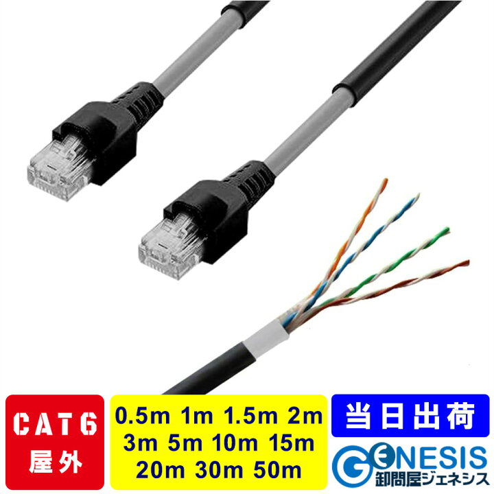 楽天市場】屋外用 LANケーブル cat6 0.5m 1m 1.5m 2m 3m 5m 10m 20m 