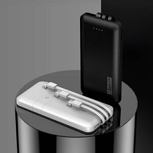 モバイルバッテリー 大容量 軽量 10000mah ケーブル内蔵 同時4充電可能 薄型 軽量 大容量 iphone typec micro 2.1A充電 高速充電 タイプ C 小型 極薄 ミニ ゆうパケット対応 送料無料 本体充電と同時に充電可能!