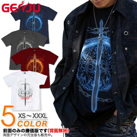 GENJU Tシャツ メンズ トライバル 剣 ソード ストリート系 ファンタジー ゲーム 武器 RPG 半袖 長袖 ブランド tシャツ ティーシャツ ロンT Sword Field -Durandal- ブラック 黒 ネイビー ホワイト 白 大きめサイズあり XXL XXXL 2L 3L 4L 90-140cm XS-XXXL