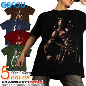 GENJU 和柄Tシャツ キッズ Tシャツ 仁王 仏像 仁王像 和柄 グラフィティ サイズ ブランド 子供 服 半袖 tシャツ ティーシャツ SHINING 阿吽 ブラック 黒 ブラウン ホワイト 白 100 110 120 130 cm 90-140cm