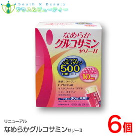 なめらかグルコサミンゼリー タイプ 300g （1包10g×30包) ×6個2型コラーゲン配合　N-アセチルグルコサミン コンドロイチン ヒアルロン酸 イミダゾールペプチド アンセリン グルコサミンサプリ HMBカルシウム 健康 節々 廣貫堂