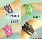 【めちゃ売れ!!】たくさんのキュートなチャームで手首をかっこよく演出♪ブレスレットやチョーカー☆アンクレット☆ワンちゃんの可愛い首輪にもなっちゃう優れもの♪使い方は貴方次第の【レザーチャームブレス】くまちゃんのお腹にスワロ使用☆特別セール!!