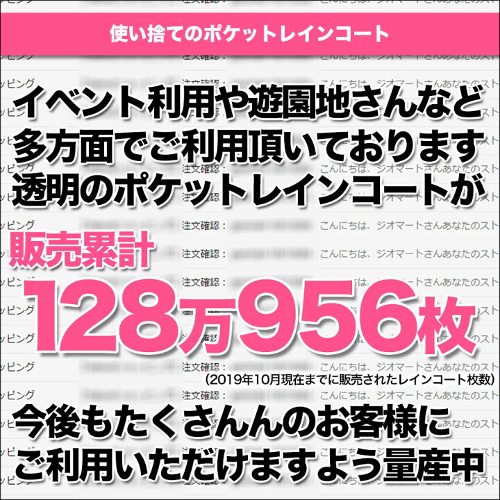 楽天市場】ポケット レインコート（大人用・透明・100枚セット）前  