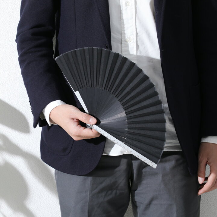 楽天市場】定規扇子 メタル 定規 黒 ブラック ものさし 布扇子 男性用  