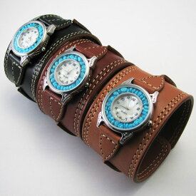 腕時計 革 レザーウォッチ クォーツ リアルストーン ブレスレット 日本製 ホワイトデー