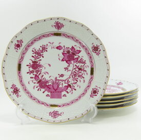 ヘレンド プレート■インドの華 ピンク ディナープレート 24.5cm 大皿 6枚セット HEREND 1級品