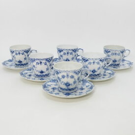 ロイヤルコペンハーゲン カップ&ソーサー■ブルーフルーテッド フルレース Royal Copenhagen C&S 洋食器 6客セット 1級品 2