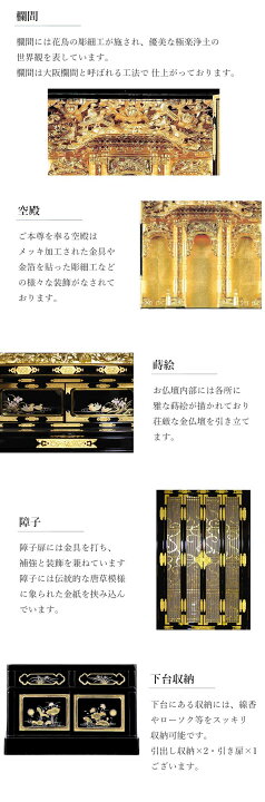 楽天市場】金仏壇 祈り 15号 真宗（西）浄土真宗本願寺派用高級仏具付 
