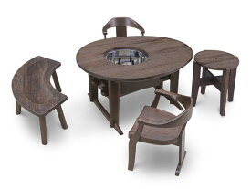 囲炉裏テーブル 玉子型 総桐 簡単 持ち運び 軽い 日本製 国産 大川家具 総桐 伝統工芸 焼桐 マイナスイオン おしゃれ 浮造り 囲炉裏の蓋はミニテーブルになります 椅子は別売りです