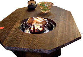 囲炉裏テーブル 変形八角形型 総桐 簡単 持ち運び 軽い 日本製 国産 大川家具 総桐 伝統工芸 焼桐 マイナスイオン おしゃれ 浮造り