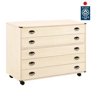 総桐 5段チェスト 100 キャスター付き ロウ引き仕上げ 着物 15枚収納 桐 クローゼット収納 押入れ収納