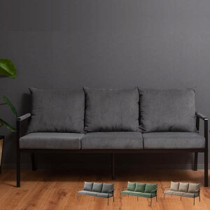 ソファ3P 幅168× 奥行71× 高さ82× 座面43 cm ( 3人掛けソファ ソファー ソファー おしゃれ スチール 黒 ブラック コーデュロイ 肘掛けあり アーム付き インダストリアル モダン シンプル ベージ