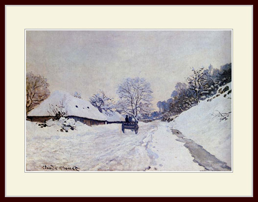 モネ・「小さな馬車：オンフルールの雪の道」のサムネイル