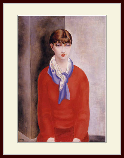 キスリング・「赤いセーターと青いスカーフの若い女」のサムネイル