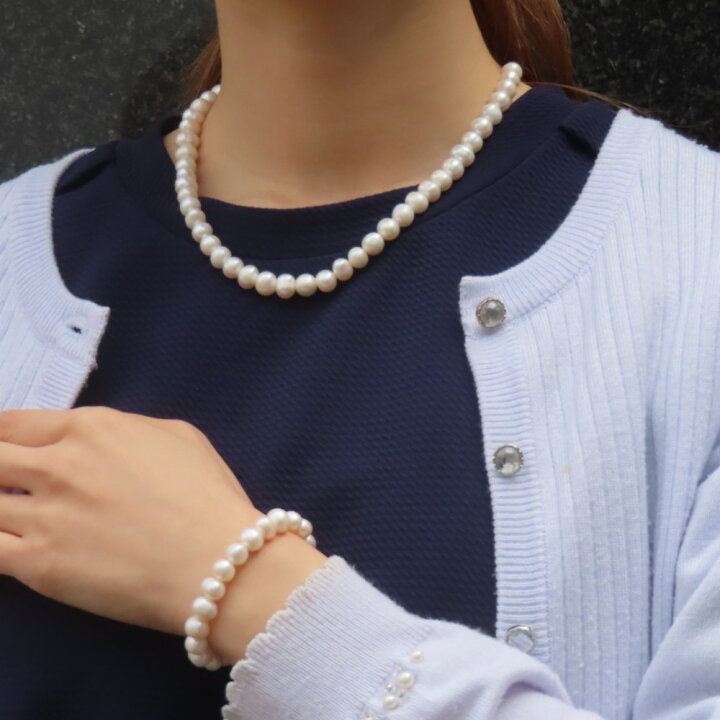 楽天市場】パールネックレス&ブレスレットセット シルバー925 【刻印 