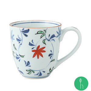 染錦二色唐草 マグカップ(約12×8×9cm/約300cc)浜陶 幸祥窯 和 食器 モダン おしゃれ 北欧 料理 贈り物 御祝 プレゼント 日本製 磁器 陶器